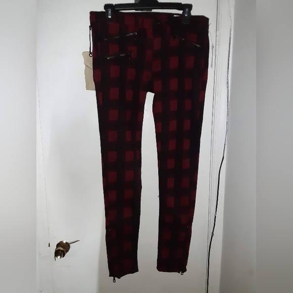 rag & bone Red and Black Plaid Pants size 30 (34" Waist) - Picture 10 of 10